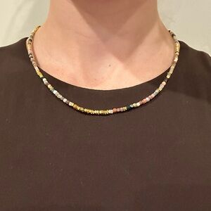 Multicolor Beaded Gold Accent Necklace
